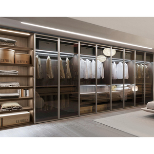 Moderne Aluminium Metall Schrank Schränke Möbel Designs Luxus Schlafzimmer Aluminium Profilrahmen gehärteten Glas Kleider schrank - Product Image 2