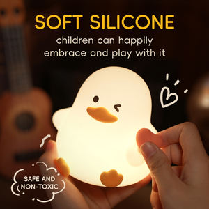 Lampe de décoration d'intérieur mignonne en silicone souple en forme de canard « Je t'aime », portable, rechargeable, LED tactile pour les fêtes d'enfants - Product Image 3