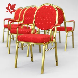 Hot Sale Cheap Golden Banquet Event Church Chairs Modern Stackable Banquet Chair Upholstered Metal Wedding Seats