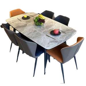 Ensemble de table et de chaises de <span class=keywords><strong>salle</strong></span> à <span class=keywords><strong>manger</strong></span> rectangulaire en bois de style nordique, finition brillante, pliable, <span class=keywords><strong>6</strong></span> places, design moderne, pour les petits foyers - Product Image 5