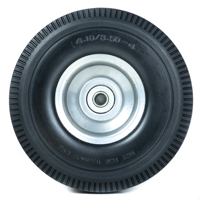 Roue pleine en polyuréthane anti-crevaison 3.50-4 avec moyeu métallique argenté pour chariots de jardin, souffleuses à neige et chariots tout-terrain