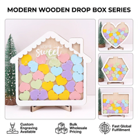 Boîte à messages en bois contreplaqué 'Home Sweet Home' avec cœurs colorés en acrylique, décoration de table, vente en gros