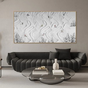 Cuadro Decorativo de Pared con Diseño de Esquí, Arte Abstracto en 3D con Textura, Pintura al Óleo Hecha a Mano, Decoración para Sala de Estar, Montaña Nevada sobre Lienzo - Product Image 5