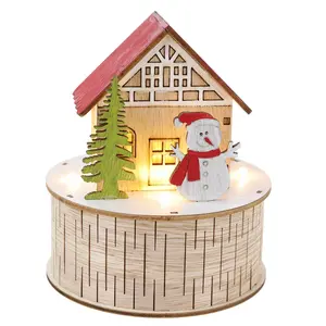 New LED Christmas wooden Village Ornaments Craft Table Holiday Party Decoration Suppliers
