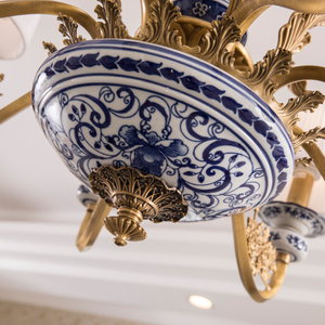 Design tradizionale moderno grande lampadario in ceramica di lusso Hotel soggiorno <span class=keywords><strong>sala</strong></span> 220V bianco luci a sospensione in rame materiale - Product Image 5