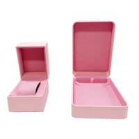 Boîte cadeau pour bijoux en cuir PU rose doux au toucher, épaisseur 2 mm, recyclable, personnalisable en gros
