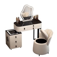 Coiffeuse intelligente en bois massif avec miroir en forme de nuage, chargement sans fil, style nordique de luxe léger, pour chambre à coucher, maquillage moderne