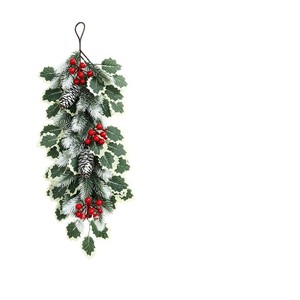 Couronne de Noël artificielle avec baies rouges et cônes de pin, décoration murale pour porte et mur - Product Image 4