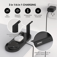Pengisi Daya Nirkabel Cepat 15W Berkualitas Tinggi dengan Lampu & Penyangga Elektrik QC4.0 3-in-1 untuk Ponsel, Earphone, Jam Tangan