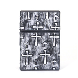 Étui à cigarettes en cuir poli coupe-vent <span class=keywords><strong>Shiru</strong></span> Classic Design pour homme, lot de 20, boîte de rangement portable à rabat - Product Image 3