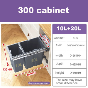 10L + 20L armoire retirer la <span class=keywords><strong>poubelle</strong></span> <span class=keywords><strong>sous</strong></span> l'armoire avec des diapositives à fermeture en douceur Kit de <span class=keywords><strong>poubelle</strong></span> <span class=keywords><strong>sous</strong></span> l'<span class=keywords><strong>évier</strong></span> robuste pour la cuisine - Product Image 6