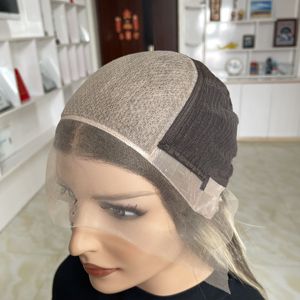 Perruques médicales en cheveux humains avec contour en silicone et dessus en soie, avec bande antidérapante, nouées à la main, pour l'alopécie, livraison rapide - Product Image 5