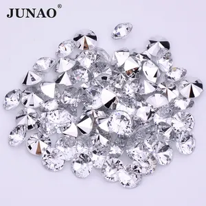 JUNAO批发4毫米圆形钻石花式白色丙烯酸水晶石宽松回头线水钻耳环装饰