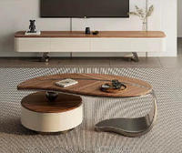 Table basse STG moderne en bois avec tiroirs de rangement en forme de feuille pour salon, mobilier de maison, style décoratif