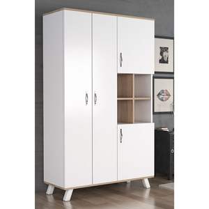 Armoire autoportante moderne 4 portes blanche multifonctionnelle avec cintres et étagères pour chambre, hôtel ou atelier – Caractéristique : Propre et bien entretenue - Product Image 5