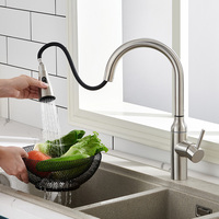 Robinet de cuisine commercial multifonction à jet puissant, cartouche céramique, douchette extractible à arc élevé