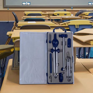 Set Kompas Logam Aluminium Alloy Profesional 7 Buah <span class=keywords><strong>Geometry</strong></span> EMDA dengan Kompas Biru Perak untuk Perlengkapan Sekolah dan Kantor - Product Image 2