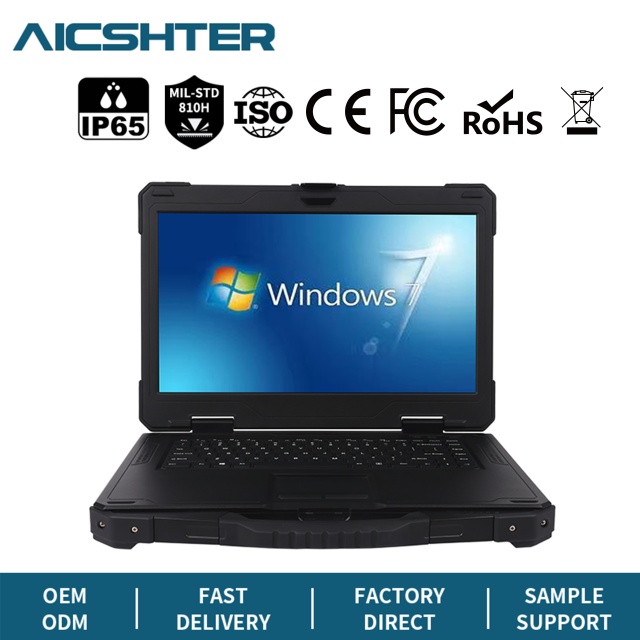 New Intel 14 Inch Rugged Laptop Industrial Black IP65 Waterproof EU English Keyboard OEM ODM Wi-Fi 6 for Mining Survey