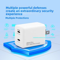 Cargador de Viaje GaN Mini de 45W con Doble USB-C PD3.0 de Alta Gama y Voltaje Universal para iPhone 15 Pro Max, Laptops y Smartphones