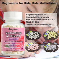 Glycinate de magnésium + comprimés de multivitamines pour enfants | Avec B12, D3 et probiotiques