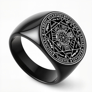 Anillo de Sello Personalizado de los Siete Arcángeles, Anillo de Acero Inoxidable Grabado a Medida, Talismán Oculto para Hombre - Product Image 4
