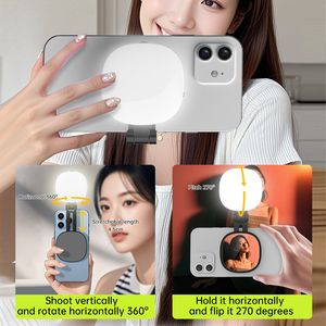 Mini miroir portable magnétique avec lumière d'appoint pour téléphone, idéal pour les selfies, le maquillage, la vidéo, la photographie, l'utilisation en studio <span class=keywords><strong>YouTube</strong></span>, luminosité réglable - Product Image 1