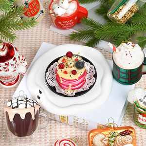 จี้ห้อยกระจกสีสุดสร้างสรรค์งานแฮนด์เมดสำหรับตกแต่งต้นคริสต์มาสรูปอาหารสำหรับทำเค้กเครื่องดื่มโรงงานคริสต์มาส - Product Image 3