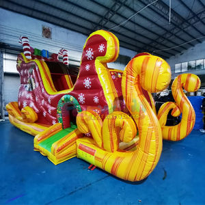 <b>Santa</b> <b>Sleigh</b> Inflatable Bounce House and Slide Combo Christmas Jumping Bouncy Castle For Outdoor Party - Product Image 2