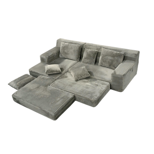 1 Ensemble de canapé-lit modulaire sectionnel en tissu velours côtelé, compressé sous vide, livré en boîte, mobilier pour la décoration intérieure - Product Image 1