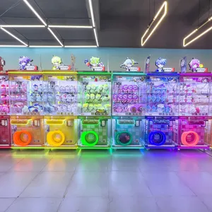 Regenboog Suikerklauw Pluche Speelgoedmachine Metalen Kist Op Maat Gemaakte Kleur Muntautomaat Poppenkraanmachines Voor Speelhallen Amusement