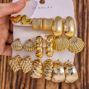 Pendientes de Aro Geométricos Dorados Retro RA, Chapados en Oro de 18K, Acero Inoxidable, Forma de C, Grandes, con Diseño de Gota de Agua, Juego de Pendientes para Mujer, Regalo - Product Image 5