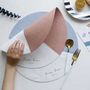 <span class=keywords><strong>Esterilla</strong></span> de mesa de cocina con estampado personalizado, manteles individuales redondos de cuero Pu, estera <span class=keywords><strong>aislante</strong></span> - Product Image 3