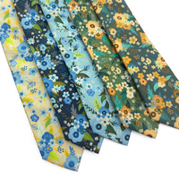 Corbata de algodón verde hierba claro con estampado floral de caléndulas para hombre, con logotipo personalizado, de fábrica