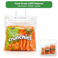 Sac refermable en LDPE avec fermeture éclair, matériau de qualité alimentaire, impression personnalisée du logo, emballage