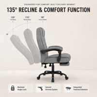 Chaise de bureau ergonomique en tissu pour le gaming avec repose-pieds, pivotante à 360 degrés, hauteur réglable et assise épaisse – Vente en gros