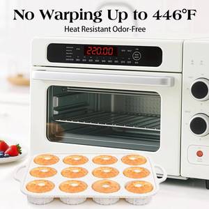 MUYULINS Factory Beige 12-Cup LFGB Non-Stick BPA Free Metal Reinforced Frame Silicone Tart <b>Cake</b> Pan Muffin <b>Tin</b> Baking Mold - Product Image 3