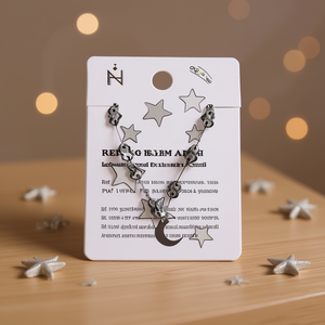 Bracciale a catena con nodo a sette stelle in acciaio inossidabile Silver Moon, gioielli alla moda, regalo unisex - Product Image 2