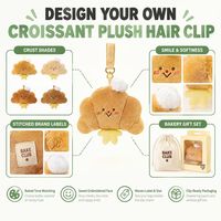 Porte-clés en peluche personnalisé Chef Croissant, adorable ours en peluche de dessin animé, pendentif de sac, cadeau de vacances, décoration intérieure, OEM ODM, faible MOQ