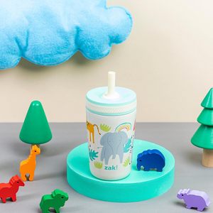 Zak Designs Kelso Tasses à bec en acier inoxydable de 12oz Tasses pour tout-petits isolées sous vide anti-fuite Conception Safari pour enfants Voyage à la maison - Product Image 3