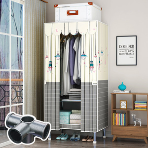 66cm Cheap Folding Canvas Fabric Clothes Storage Organiser Cabinet Closet Wardrobe Bedroom Furniture Cupboard