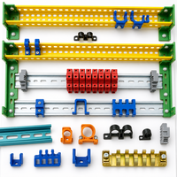 Support de gestion de câbles pour rail DIN, plié sur mesure par CNC, avec embout de fin de course, coloré (jaune, vert, argent), fabrication OEM