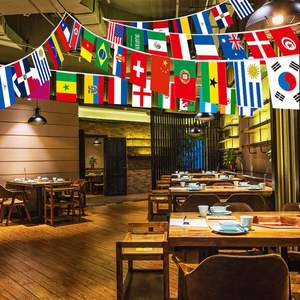 Ensemble de 100 drapeaux de pays en guirlande - Drapeaux du <span class=keywords><strong>monde</strong></span> entier colorés, durables, mini drapeaux en polyester - Product Image 5