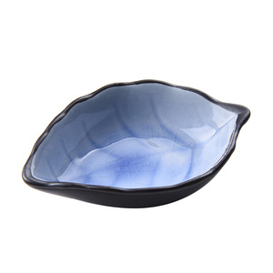 Ceramic Leaf Shape Soy Sauce Dish Set For Condiments And Snacks Pottery Food Serving Plates - Product Image 5