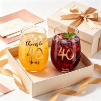 Verre à vin sans pied personnalisé avec logo imprimé en cristal transparent, 21 oz, pour vin rouge et blanc, verre à vin sans pied monogrammé