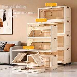 Armoire <span class=keywords><strong>de</strong></span> <span class=keywords><strong>rangement</strong></span> pliable multicouche en plastique durable ZD503-4, grande capacité <span class=keywords><strong>pour</strong></span> <span class=keywords><strong>jouets</strong></span> et vêtements, sans installation - Product Image 3
