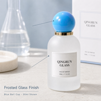 Flacon de parfum en verre givré de 30 ml, 50 ml, 100 ml avec bouchon à bille bleu et pompe pulvérisatrice pour l'emballage de parfums