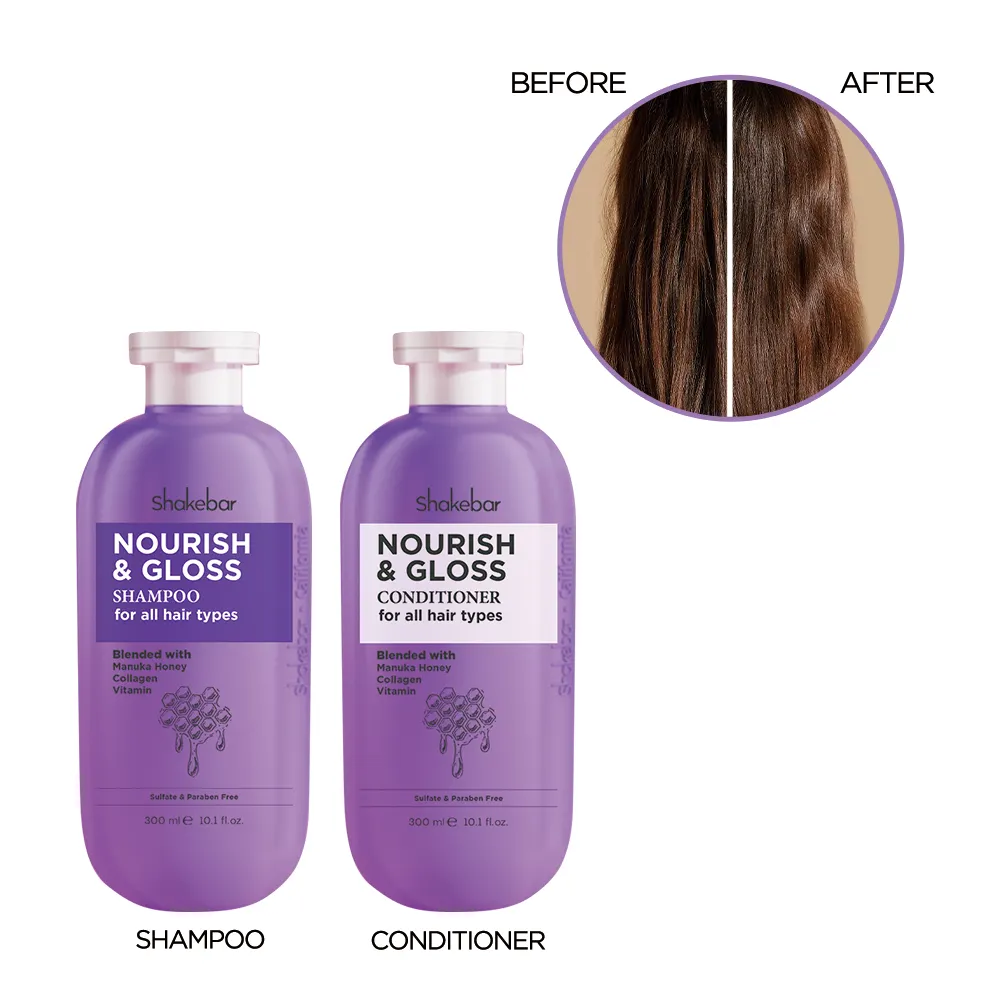 Shakebar perawatan rambut sampo kolagen Herbal alami nutrisi organik Keratin Biotin dan kolagen Set sampo dan kondisioner