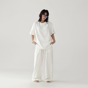 Abiti da <span class=keywords><strong>donna</strong></span> su misura lavorati a maglia <span class=keywords><strong>oversize</strong></span> t-shirt traspiranti in cotone stile Vintage tinta unita stampa abiti da <span class=keywords><strong>donna</strong></span> per l'estate - Product Image 3