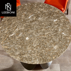 Juego de mesa de comedor <span class=keywords><strong>Lazy</strong></span> <span class=keywords><strong>Susan</strong></span> redonda moderna italiana Popular mesa de comedor de mármol redonda de lujo con patas doradas - Product Image 6