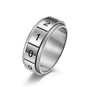 Minimalist Rotating Number <b>Ring</b> Titanium Steel Unisex Fashion Jewelry Gift Index Finger <b>Ring</b> Geometric Design - Product Image 5